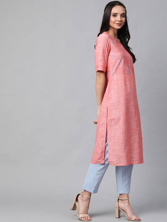 Pink &amp; Blue Grindle Effect Kurta RANGRITI