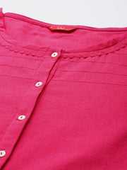 Women Pink Yoke Design Thread Work Kurta W for Women's