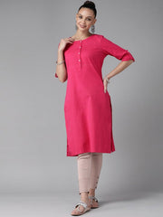 Women Pink Yoke Design Thread Work Kurta W for Women's