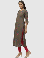 Grey Printed Straight Kurta LIBAS