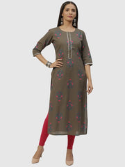 LIBAS Grey Printed Straight Kurta, structured ethnic piece with modern prints.