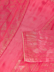Coral Pink & Golden Layered A-Line Kurta RANGRITI