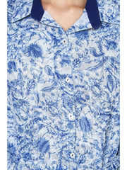 BIBA Blue Cotton Printed Straight Kurta BIBA