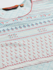 Blue & Maroon Liva Printed Kurta