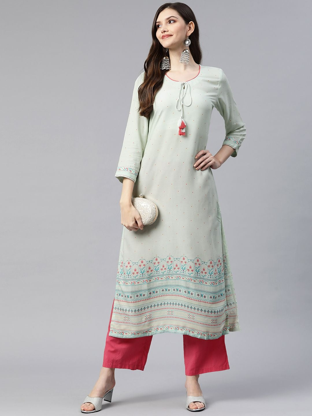 Green Printed Straight Kurta RANGRITI