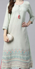 Green Printed Straight Kurta RANGRITI