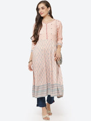 Peach Ethnic Motif Anarkali Kurta RANGRITI