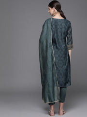 Women Teal Printed Regular Kurta (No Palazzos &amp; No Dupatta) BIBA