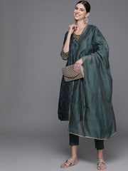 Women Teal Printed Regular Kurta (No Palazzos &amp; No Dupatta) BIBA