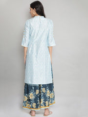 Blue Floral Thread Work Kurta