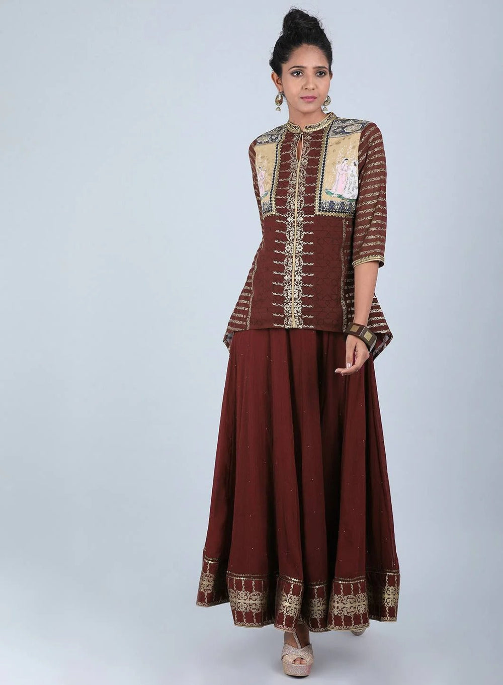 Maroon Embellished Kurta Set WISHFUL
