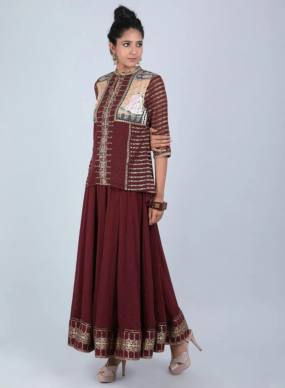 Maroon Embellished Kurta Set WISHFUL