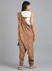 W Coffee Gold Embellished Gypsuit with Mandarin Neck W for Women's