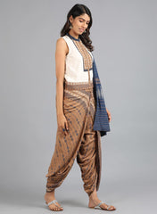 W Coffee Gold Embellished Gypsuit with Mandarin Neck W for Women's