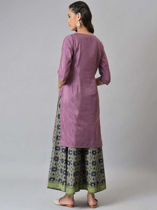 Woman Purple Ethnic Motifs Printed Kurta W for Woman