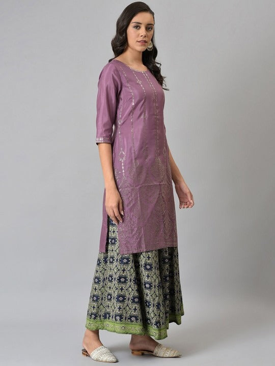 Woman Purple Ethnic Motifs Printed Kurta W for Woman