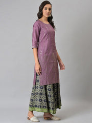 Woman Purple Ethnic Motifs Printed Kurta W for Woman