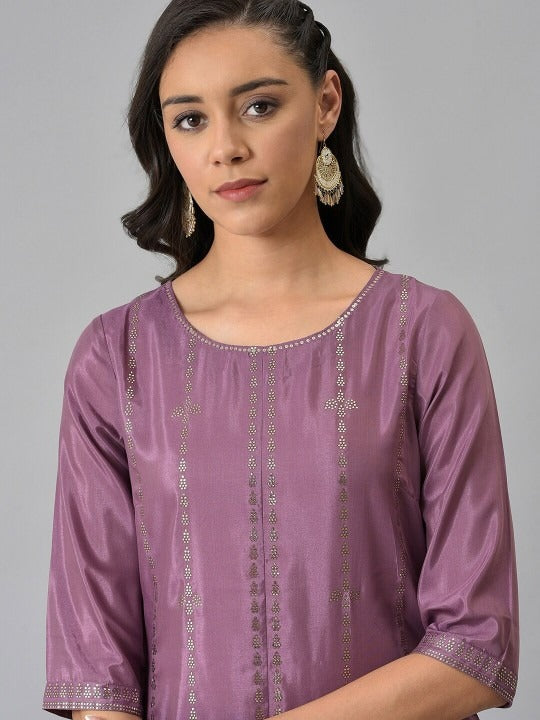Woman Purple Ethnic Motifs Printed Kurta W for Woman