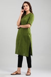 Green Yarn-Dyed Kurta