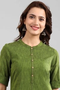 Green Yarn-Dyed Kurta