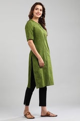 Green Yarn-Dyed Kurta