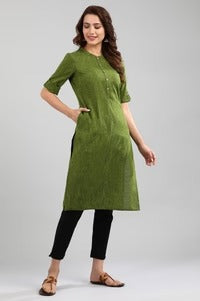 Green Yarn-Dyed Kurta