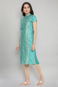 Green Foil Print Straight Kurta AURELIA