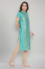 Green Foil Print Straight Kurta AURELIA