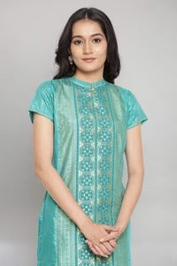 Green Foil Print Straight Kurta AURELIA