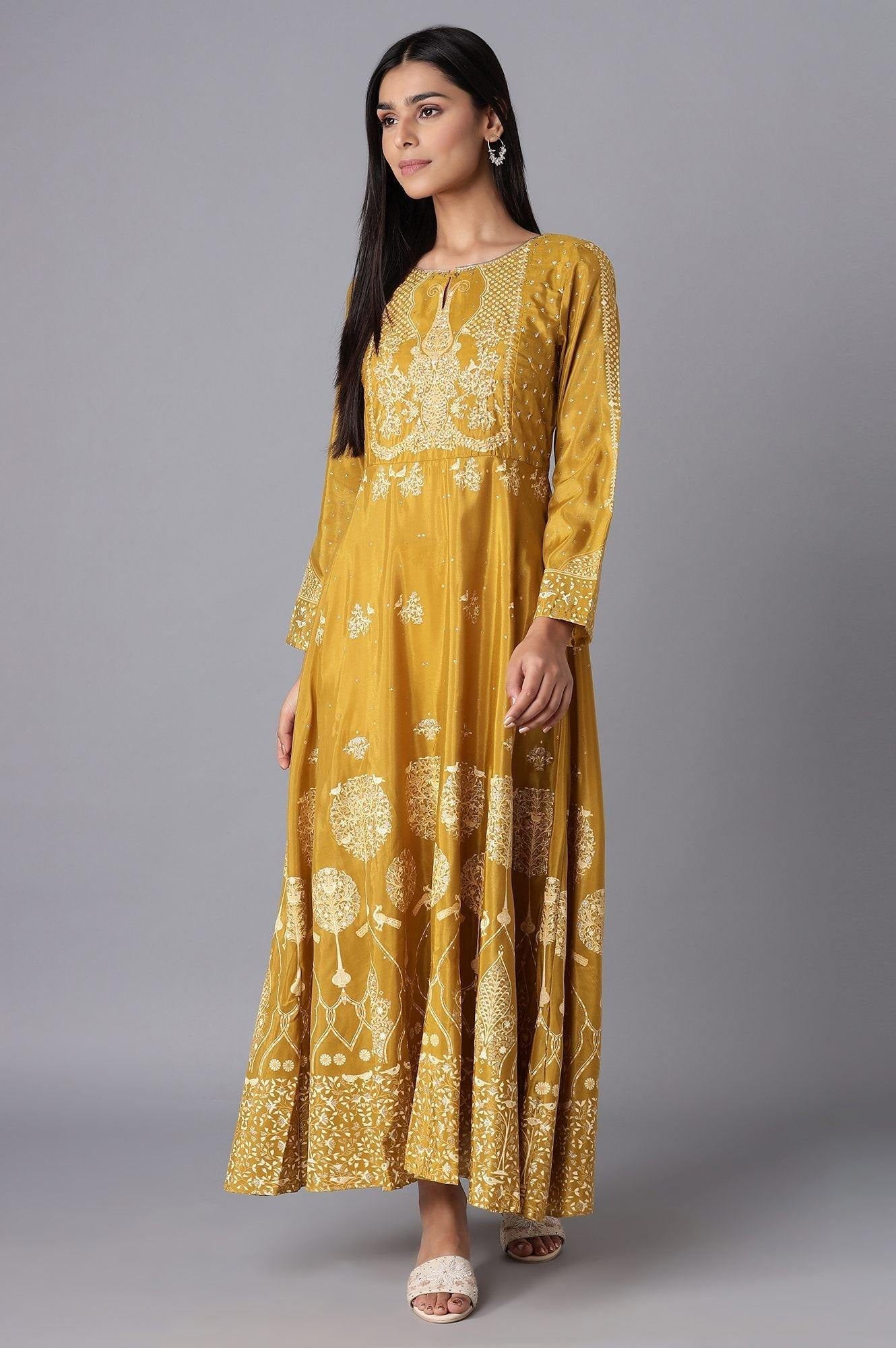 Woman Green Flared Festive Dress W for Woman