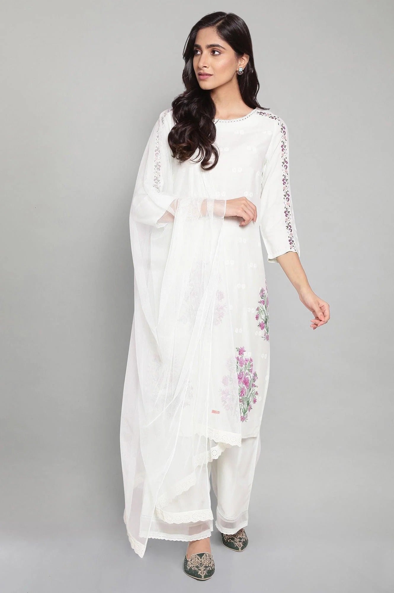 W for Woman Light Blue Printed Kurta W for Woman