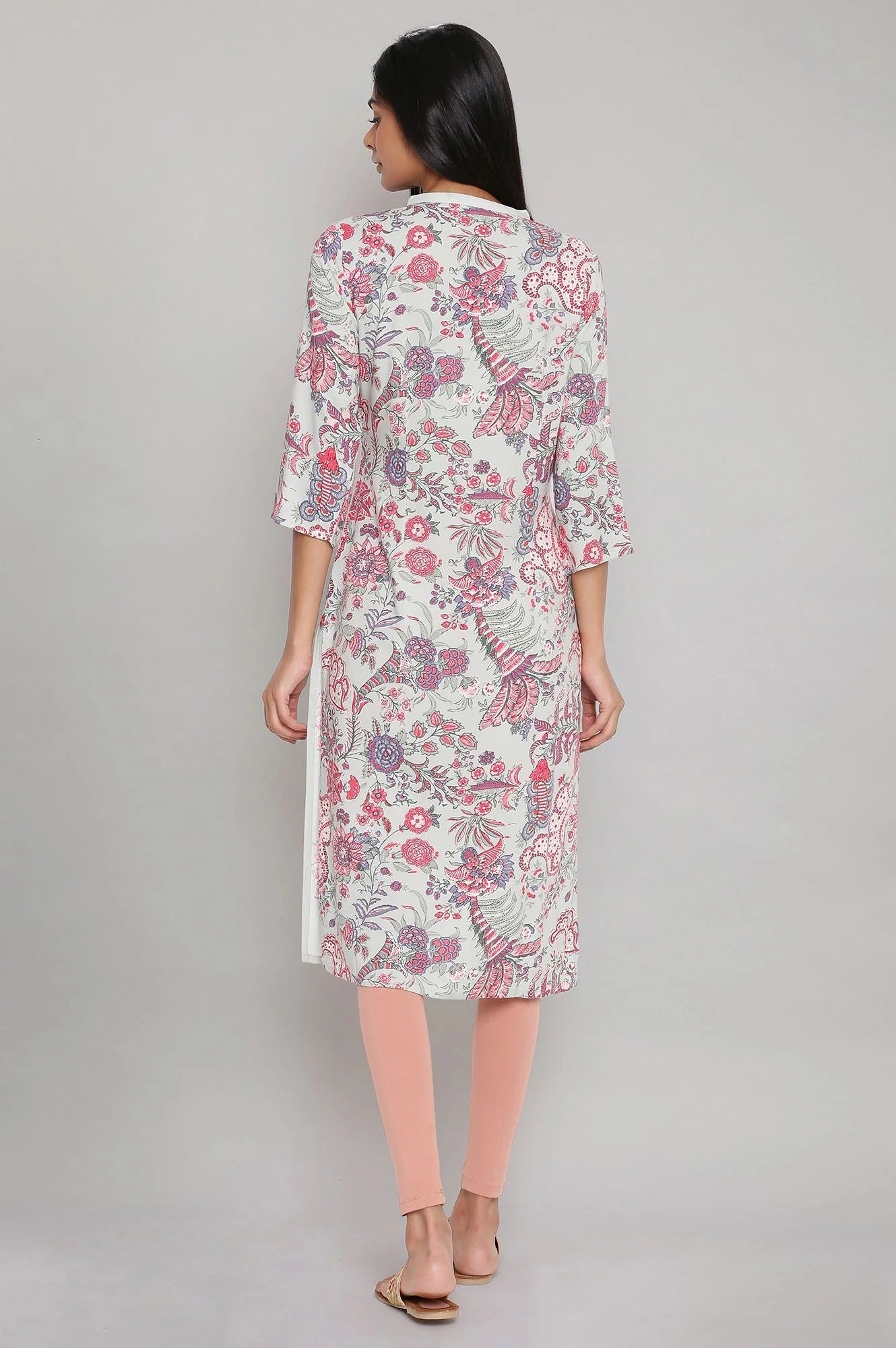 W for Woman Green Printed Button-Down Kurta W for Women's