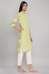 Woman Beige Printed Button-Down Kurta W for Woman