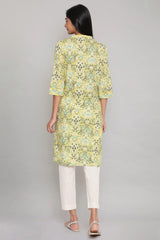 Woman Beige Printed Button-Down Kurta W for Woman