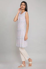 Woman Smoky Purple Printed Straight Kurta W for Woman