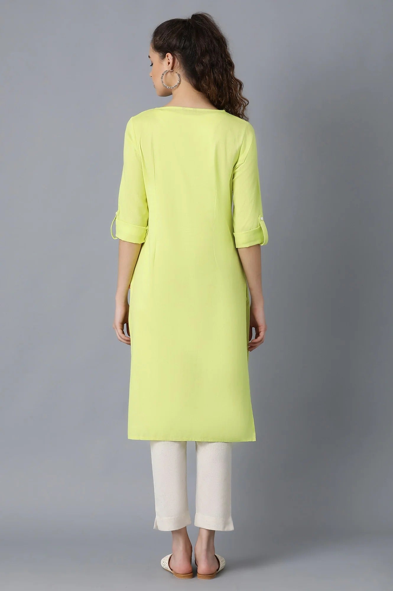 Woman Yellow Solid Kurta W for Woman