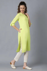 Woman Yellow Solid Kurta W for Woman