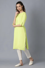 Woman Yellow Solid Kurta W for Woman