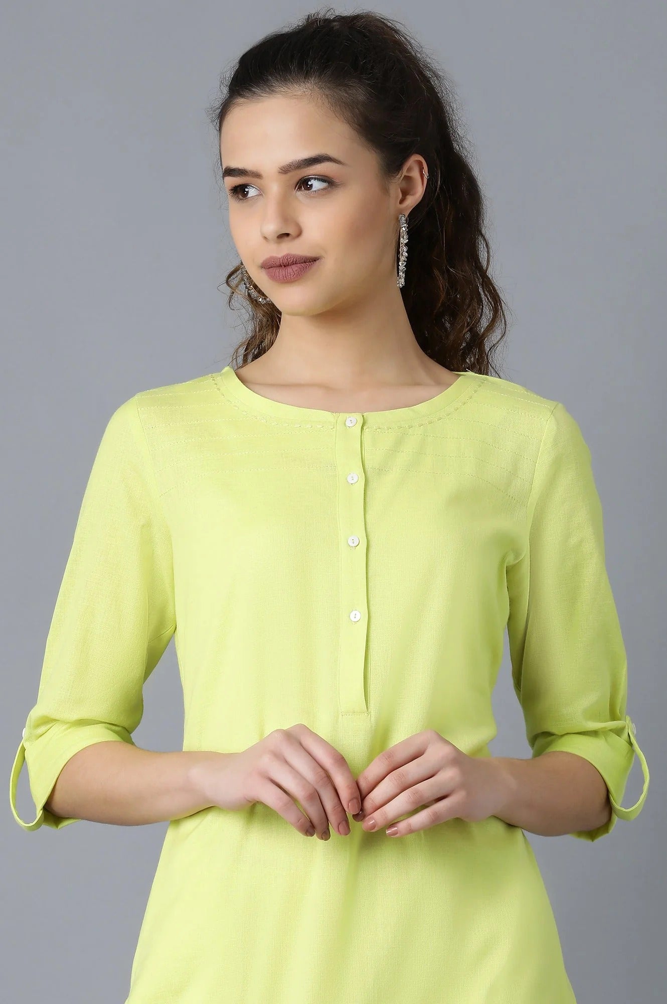 Woman Yellow Solid Kurta W for Woman