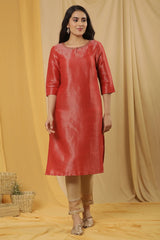 Woman Red Geometric Printed Dobby Kurta W for Woman