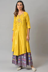 Woman Mellow Yellow Embroidered A-Line Kurta W for Woman