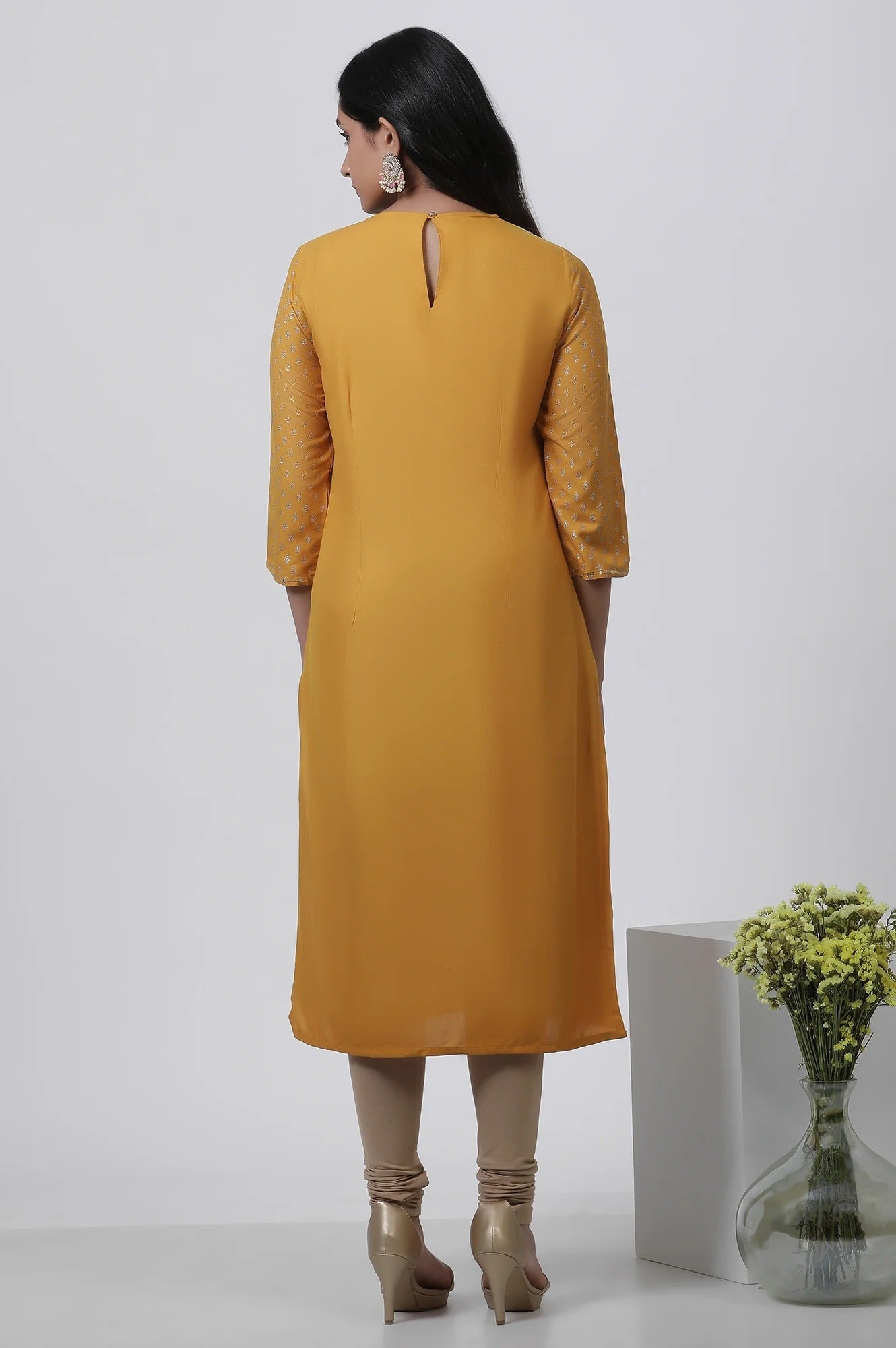 Woman Yellow Embroidered Kurta W for Woman