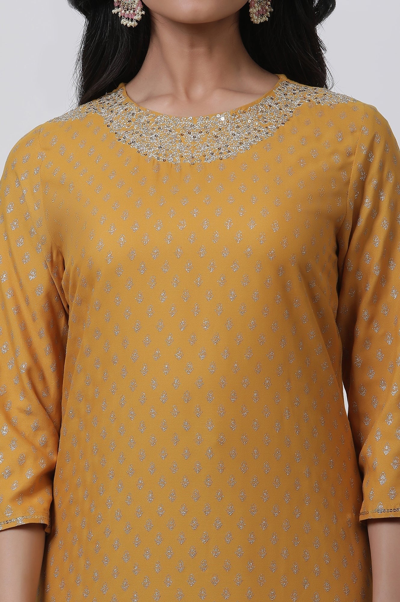 Woman Yellow Embroidered Kurta W for Woman