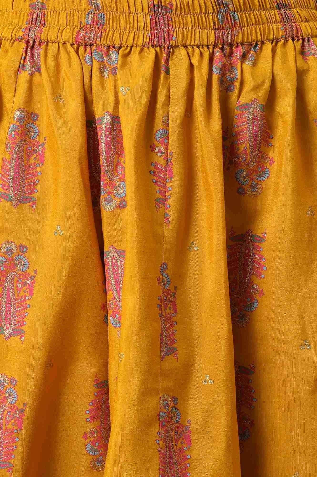 Woman Mustard Festive A-Line Top with Culottes W for Woman