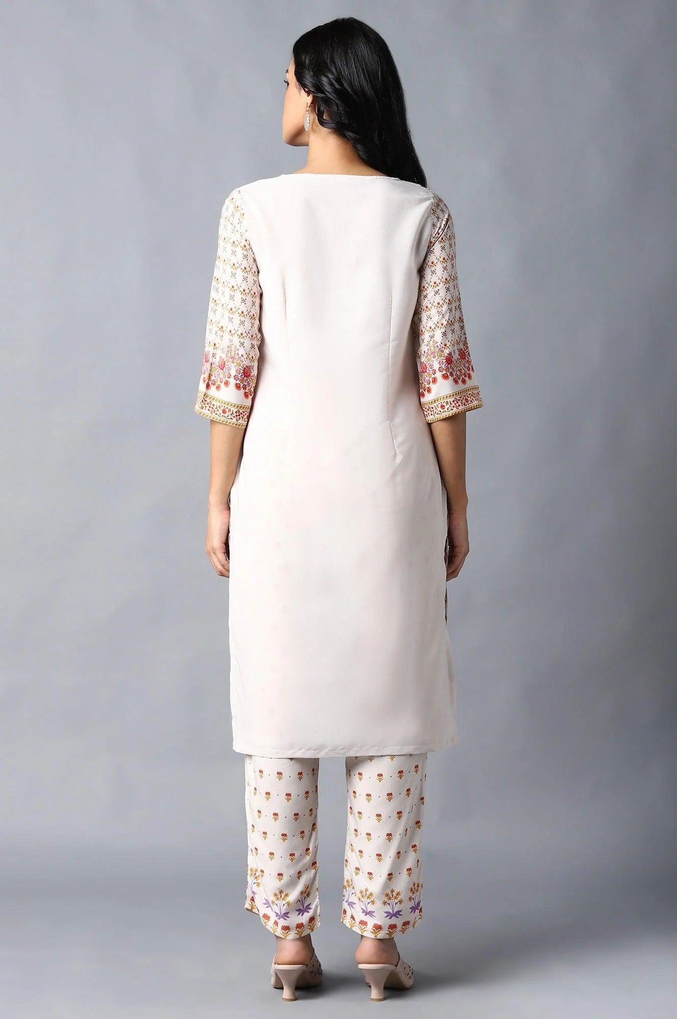 Woman Ecru Floral Printed Kurta W for Woman