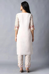 Woman Ecru Floral Printed Kurta W for Woman
