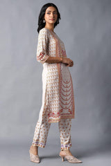 Woman Ecru Floral Printed Kurta W for Woman