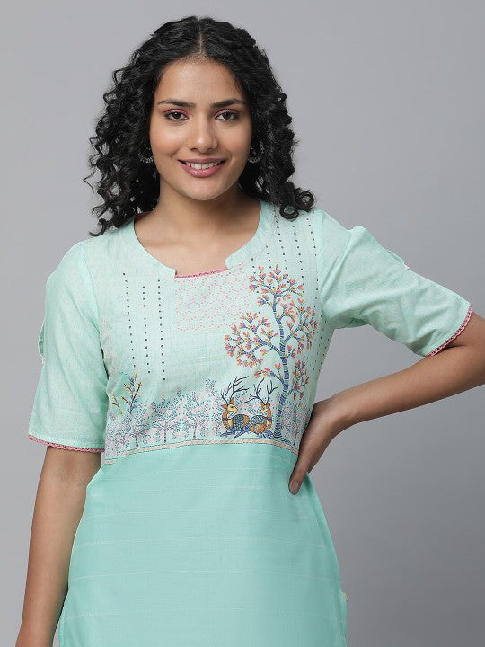 Ethnic Motifs Printed Pure Cotton Kurta AURELIA