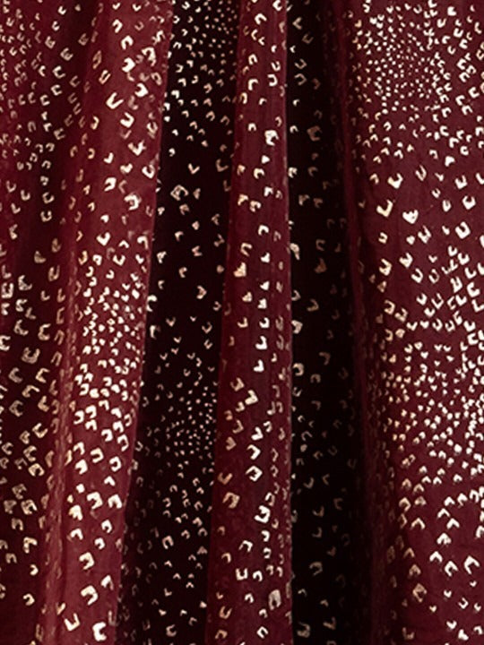 Maroon & Gold Printed Lehenga Set INDYA
