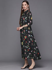 Black Floral Print Maxi Dress BIBA